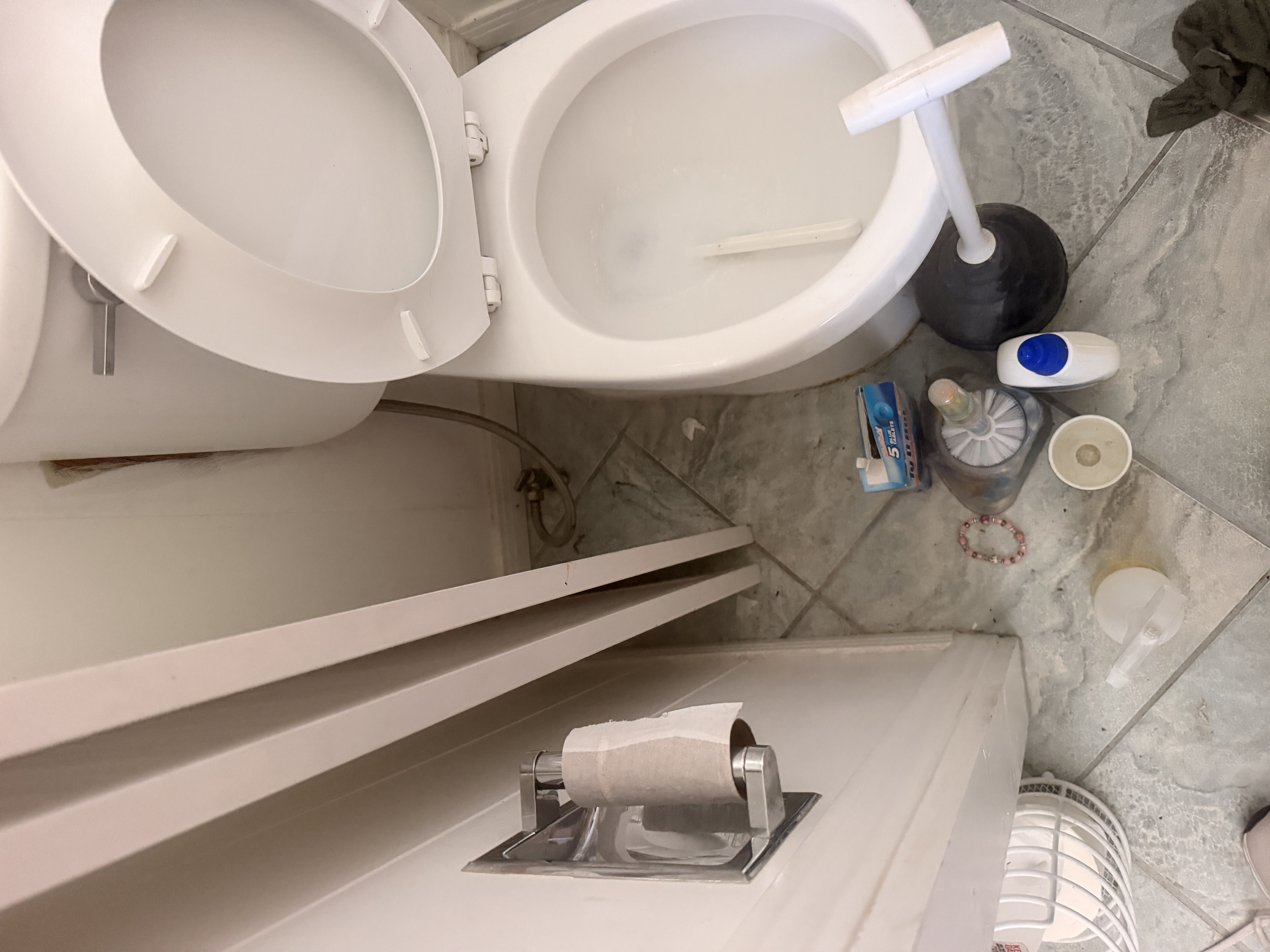 Toilet area before detailed cleaning